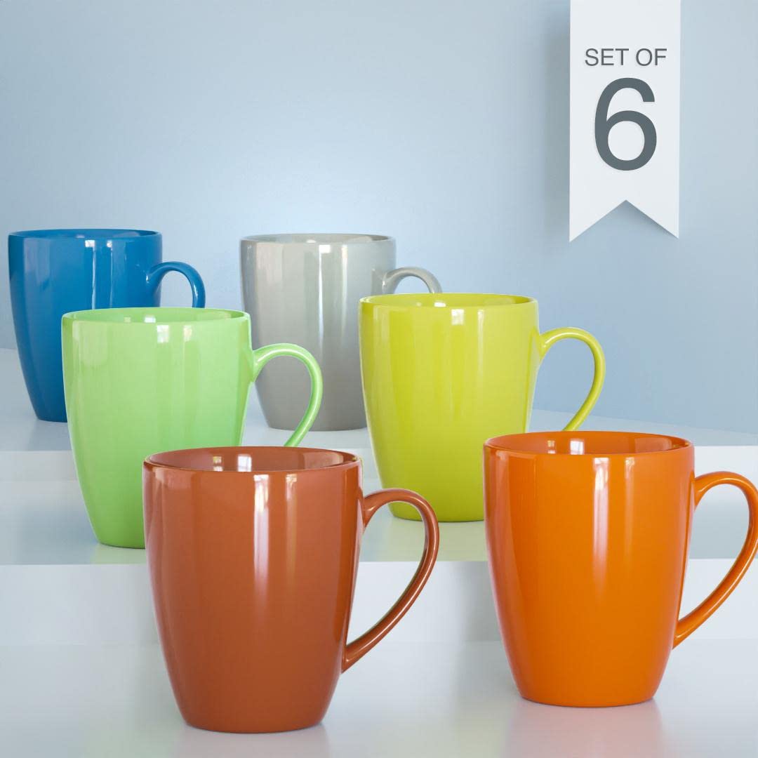 The Earth Store Coffee Mug Set of 6 Ceramic Mugs to Gift to